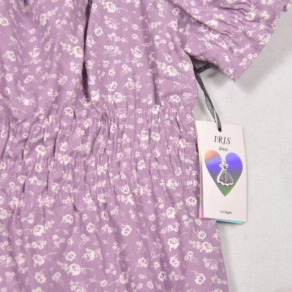 IRIS Women's Midi Dress Size XL Purple Floral - Picture 3 of 8